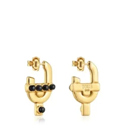 Pendientes con baño de oro 18 kt sobre plata y ónix TOUS MANIFESTO