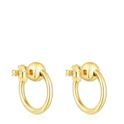 Pendientes con baño de oro 18 kt sobre plata círculo Plump