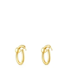 Pendientes con baño de oro 18 kt sobre plata doble círculo Plump