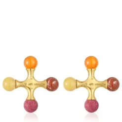 Pendientes con baño de oro 18 kt sobre plata y gemas TOUS X LEA COLOMBO