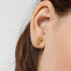 Pendientes con baño de oro 18 kt sobre plata Teddy Bear