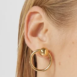 Pendientes con baño de oro 18 kt sobre plata círculo Plump