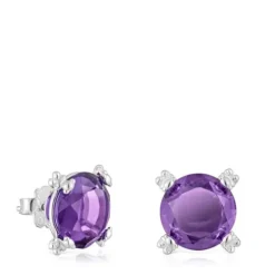 Pendientes corazón de plata y amatista Color Pills