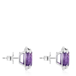 Pendientes corazón de plata y amatista Color Pills
