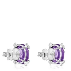 Pendientes corazón de plata y amatista Color Pills