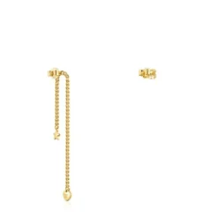 Pendientes corto/largo con baño de oro 18 kt sobre plata Bold Motif