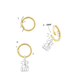 Pendientes cortos con baño de oro 18 kt sobre plata Hold Oval