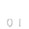 Pendientes cortos de aro trenzado de plata 10 mm Basics