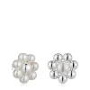 Pendientes cortos de plata flor y perlas cultivadas Sugar Party