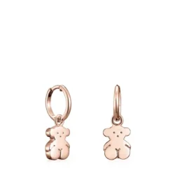Pendientes cortos oso con baño de oro rosa 18 kt sobre plata Sweet Dolls