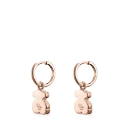 Pendientes cortos oso con baño de oro rosa 18 kt sobre plata Sweet Dolls