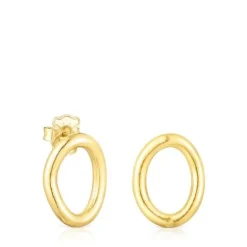 Pendientes círculo con baño de oro 18 kt sobre plata TOUS Hav