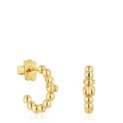 Pendientes de aro con baño de oro de 18 kt sobre plata y motivo oso Gloss
