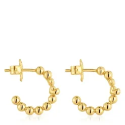 Pendientes de aro con baño de oro de 18 kt sobre plata y motivo oso Gloss