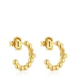 Pendientes de aro con baño de oro de 18 kt sobre plata y motivo oso Gloss