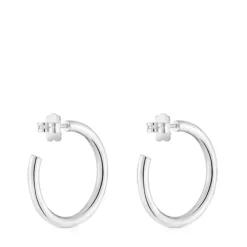 Pendientes de aro largos de plata 24 mm Basicos
