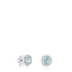 Pendientes de oro blanco y topacio azul Color Kings