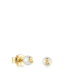 Pendientes de oro con perla y motivo oso Bold Bear