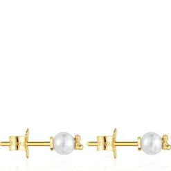 Pendientes de oro con perla y motivo oso Bold Bear