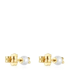 Pendientes de oro con perla y motivo oso Bold Bear