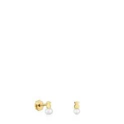 Pendientes de oro motivo oso con perla cultivada Puppies