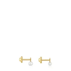 Pendientes de oro motivo oso con perla cultivada Puppies