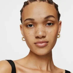 Pendientes dobles con baño de oro 18 kt sobre plata y perlas cultivadas Gloss