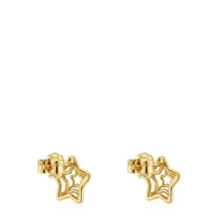 Pendientes estrella con baño de oro 18 kt sobre plata Bickie