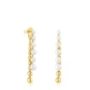 Pendientes largos dobles con baño de oro de 18 kt sobre plata y perlas cultivadas Gloss
