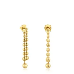 Pendientes largos dobles con baño de oro de 18 kt sobre plata Gloss