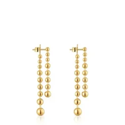 Pendientes largos dobles con baño de oro de 18 kt sobre plata Gloss