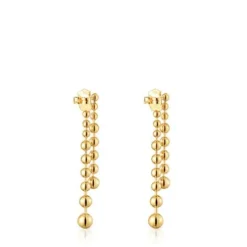 Pendientes largos dobles con baño de oro de 18 kt sobre plata Gloss