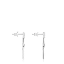 Pendientes largos ovales de oro blanco con diamantes Les Classiques