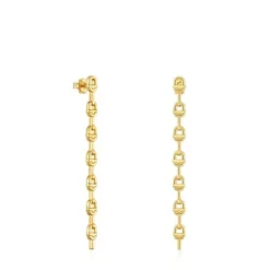 Pendientes logo largos con baño de oro 18 kt sobre plata 30 mm TOUS MANIFESTO