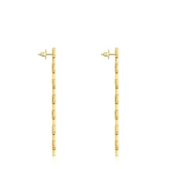 Pendientes logo largos con baño de oro 18 kt sobre plata 30 mm TOUS MANIFESTO