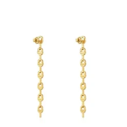 Pendientes logo largos con baño de oro 18 kt sobre plata 30 mm TOUS MANIFESTO