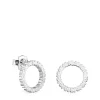 Pendientes medianos disco de plata Straight