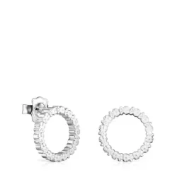 Pendientes medianos disco de plata Straight
