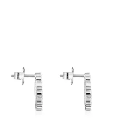 Pendientes medianos disco de plata Straight