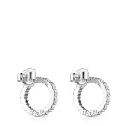Pendientes medianos disco de plata Straight