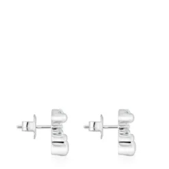 Pendientes motivo oso de plata y cuarzo cristal de roca 14 mm Color Bear