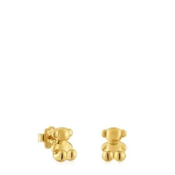 Pendientes oso con baño de oro 18 kt sobre plata 10 mm Bold Bear