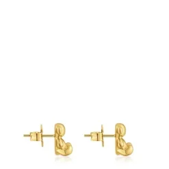 Pendientes oso con baño de oro 18 kt sobre plata 10 mm Bold Bear