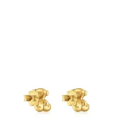 Pendientes oso con baño de oro 18 kt sobre plata 10 mm Bold Bear