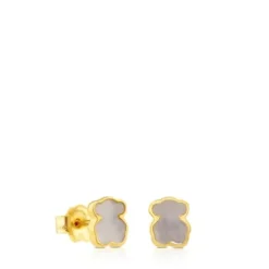 Pendientes oso de oro y nácar XXS