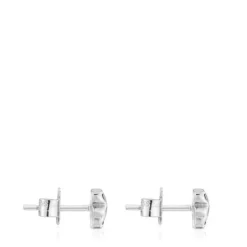 Pendientes oso de plata y ónix 6 mm Icon Color