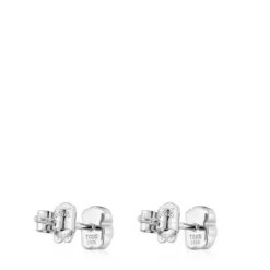 Pendientes oso de plata y ónix 6 mm Icon Color