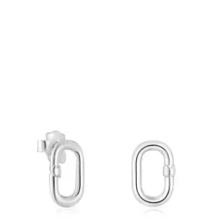 Pendientes pequeños de plata Hold Oval