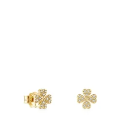 Pendientes trébol de oro y diamantes TOUS Good Vibes