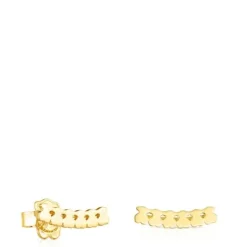 Pendientes trepadores osos con baño de oro 18 kt sobre plata Straight